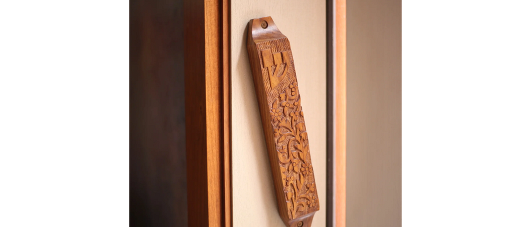 Mezuzah Wall Decor Home Blessing Jewish Wooden Mezuzah Case Judaica Ornament 9"
