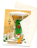 Christmas Time Decorative House Door Christmas Holiday Seasons Greeting Card
