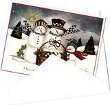 "Heavenly Peace Snow Family" Christmas Holiday Seasons Greeting Card