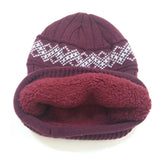 Unisex Fleece Winter Skullies Beanie Hat Purple/White