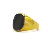 Unisex Ring Black Stone Gold Tone Color for Woman & Men Size 9