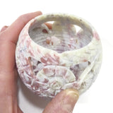 Burner for Cones and Candle Holder - Soapstone Carved Tea-Light Ball - Flowers