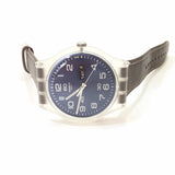 SWATCH Brown Leather Blue & Clear Face Numbers Date Unisex Hand Watch