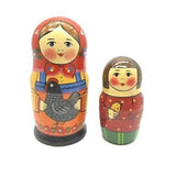 Wooden Matryoshka Russian Dolls Set Traditional Style Babushka Hand Painted VTG