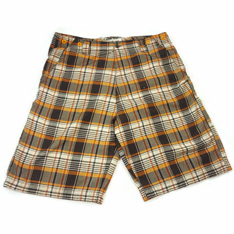 Men's Bermuda Shorts Dress Plaid Pants LR Scoop Brown/Orange Size 32