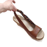 Crocs Women's Fashion  Wedges Slide Sandal Platform Cocoa Brown Leather Size 10