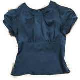 Tara Jarmon Black Silk Top Women's Short Sleeve Shirt Blouse Size 36 Side Zip