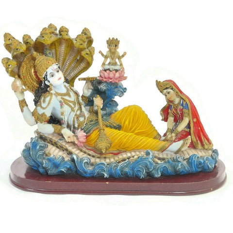 Lord Vishnu Ananta Shesha Mother Lakshmi Lord Brahma Statue 8” Hinduism