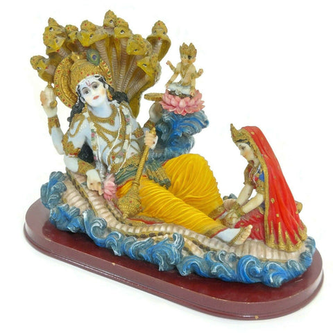 Lord Vishnu Ananta Shesha Mother Lakshmi Lord Brahma Statue 8” Hinduism