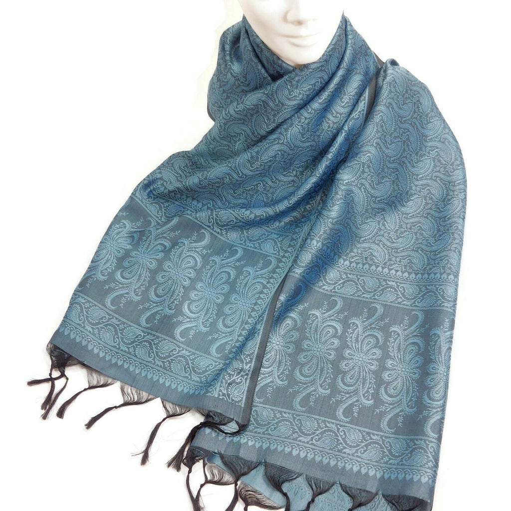 Women Soft Silky Winter Wrap Scarf Shawl Neckwear Blue Holidays Gift For Her