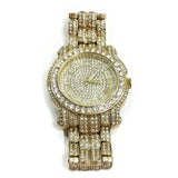 Unisex Jewelry Gold Color W/Simulated Diamonds Bracelet Analog Luxury Watch