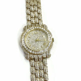 Unisex Jewelry Gold Color W/Simulated Diamonds Bracelet Analog Luxury Watch