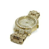 Unisex Jewelry Gold Color W/Simulated Diamonds Bracelet Analog Luxury Watch