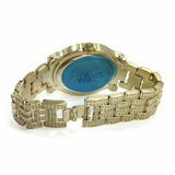 Unisex Jewelry Bracelet Gold Color W/Simulated Diamonds Analog Luxury Watch