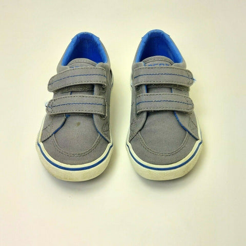 Sperry Kids Top-Sider Sneakers Junior Fabric Shoes Hook/Loop Gray & Blue 9.5M