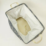 Wooden Cushioned Square Stool Seat Foldable Canvas Fabric Storage Bin Set Gray
