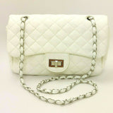 Luxury Handbag Classic Silver Chain Shoulder Bag Crossbody Purse Women Bag White