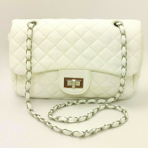 Luxury Handbag Classic Silver Chain Shoulder Bag Crossbody Purse Women Bag White