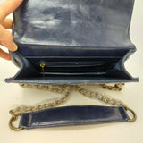 Luxury Handbag Classic Copper Chain Shoulder Bag Crossbody Purse Women Blue