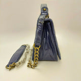 Luxury Handbag Classic Copper Chain Shoulder Bag Crossbody Purse Women Blue