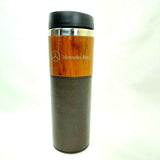 Mercedes-Benz Gloss Wood Color Tumbler Cup/Mug Hot/Cold W/Leather Cup Sleeve
