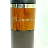 Mercedes-Benz Gloss Wood Color Tumbler Cup/Mug Hot/Cold W/Leather Cup Sleeve