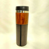 Mercedes-Benz Gloss Wood Color Tumbler Cup/Mug Hot/Cold W/Leather Cup Sleeve