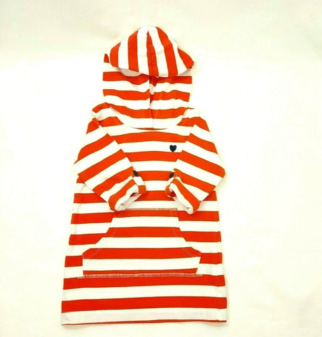 Carter’s Baby Girls Hooded Long Sleeve Striped Pocket Dress Red /White 12 Months