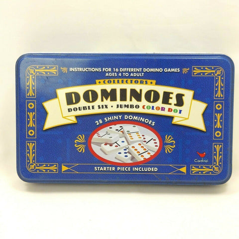 Collectors Dominoes Double Six Jumbo Color Dot 28 Shiny Dominoes W/Starting Pcs