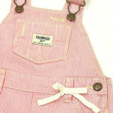 OshKosh B'gosh Baby Girl Short Infant Vestbak Overalls Stripe Pink/White Ribbon