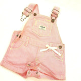 OshKosh B'gosh Baby Girl Short Infant Vestbak Overalls Stripe Pink/White Ribbon