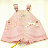 OshKosh B'gosh Baby Girl Short Infant Vestbak Overalls Stripe Pink/White Ribbon