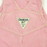 OshKosh B'gosh Baby Girl Short Infant Vestbak Overalls Stripe Pink/White Ribbon