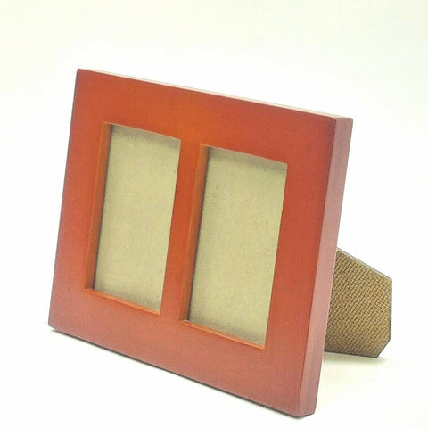 2 Photos in 1 Pic Frame Vertical & Horizontal Table Top/Wall Mounting Wood Brown