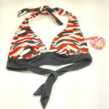 Women Grip Swimwear Bikini 2 Pc. Halter Top High Neck Tying Swimsuit Black/Red