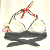 Women Grip Swimwear Bikini 2 Pc. Halter Top High Neck Tying Swimsuit Black/Red