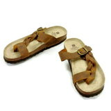 White Mountain Women's Sandal Footbed Strap Thong Flip Flop Brown Leather Size 9