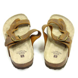 White Mountain Women's Sandal Footbed Strap Thong Flip Flop Brown Leather Size 9