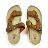White Mountain Women's Sandal Footbed Strap Thong Flip Flop Brown Leather Size 9
