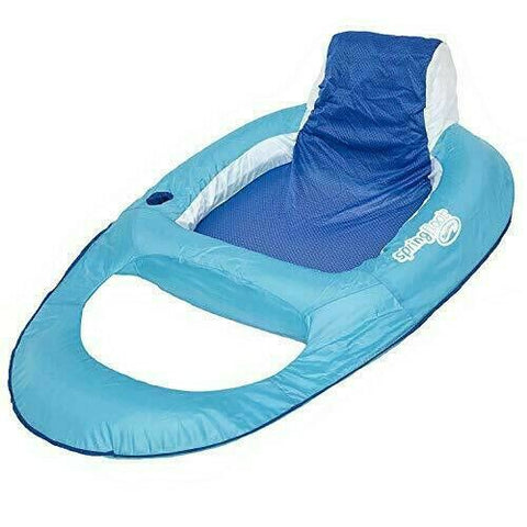 SwimWays Spring Float Recliner Swim Lounger for Pool Light Blue