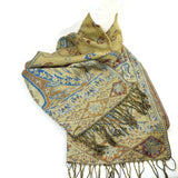 Women's Scarf Pashmina Soft Silky Shawl Wrap Light Stole Veil in Gold & Blue