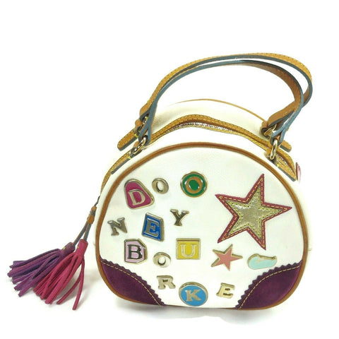 DOONEY & BOURKE Women Hand Bag Colorful Alphabet Tassels White Shell Purse Tote