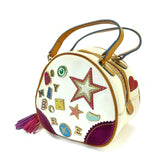 DOONEY & BOURKE Women Hand Bag Colorful Alphabet Tassels White Shell Purse Tote
