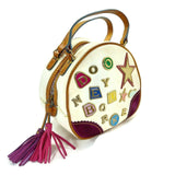 DOONEY & BOURKE Women Hand Bag Colorful Alphabet Tassels White Shell Purse Tote