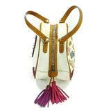 DOONEY & BOURKE Women Hand Bag Colorful Alphabet Tassels White Shell Purse Tote