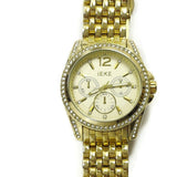 Men's Watch Gold Color W/Simulated Diamonds Bracelet Analog Jewelry Wrist Watch