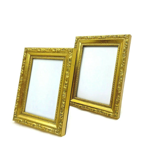 Vintage Antique Decorative Ornate Photo Picture Frame Goldtone Set of 2 Décor