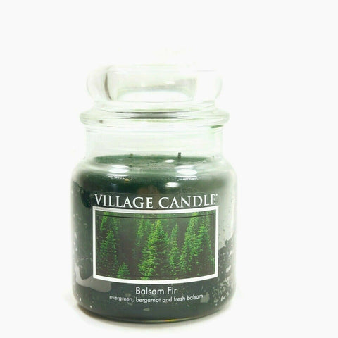 Village Candle Balsam Fir 2 Wick Glass Jar Container Scanted Fragrance Deco 16oz