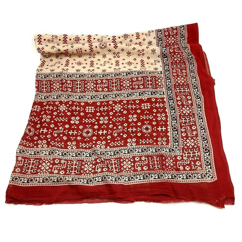 Indian Women Long Sarong Shawl Ethnic Wrap Dupata Stole Scarf Cotton Bordeaux