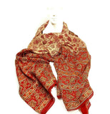 Women Indian Long Sarong Shawl Ethnic Wrap Dupata Stole Scarf Cotton Red/Orange